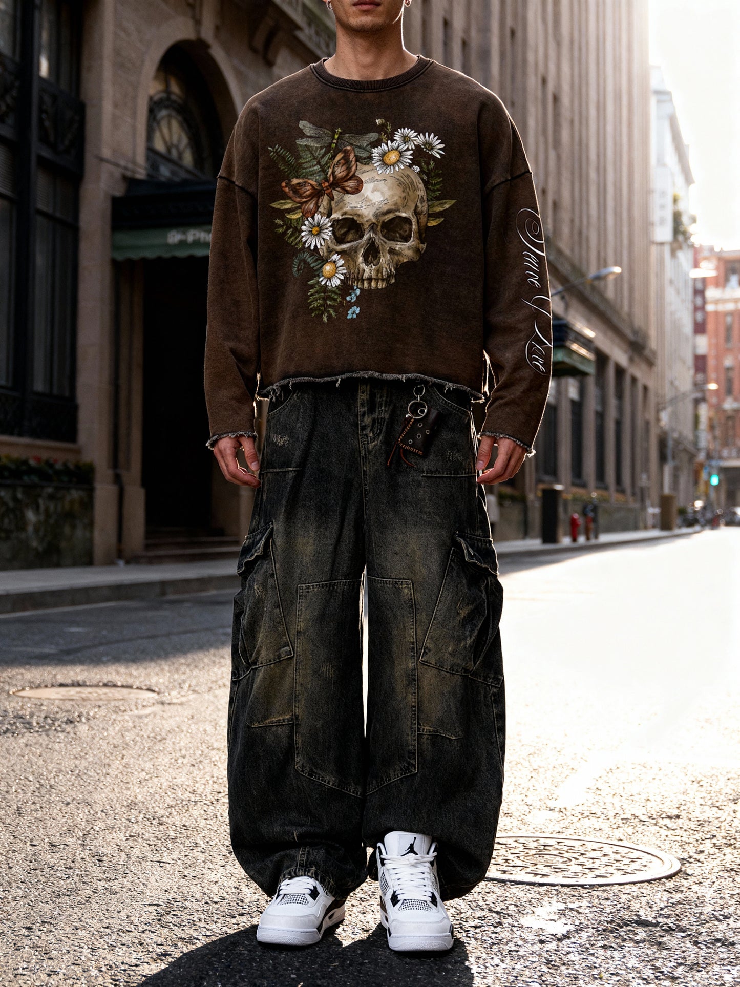 Peace & Love Washed Cropped Sweatshirt