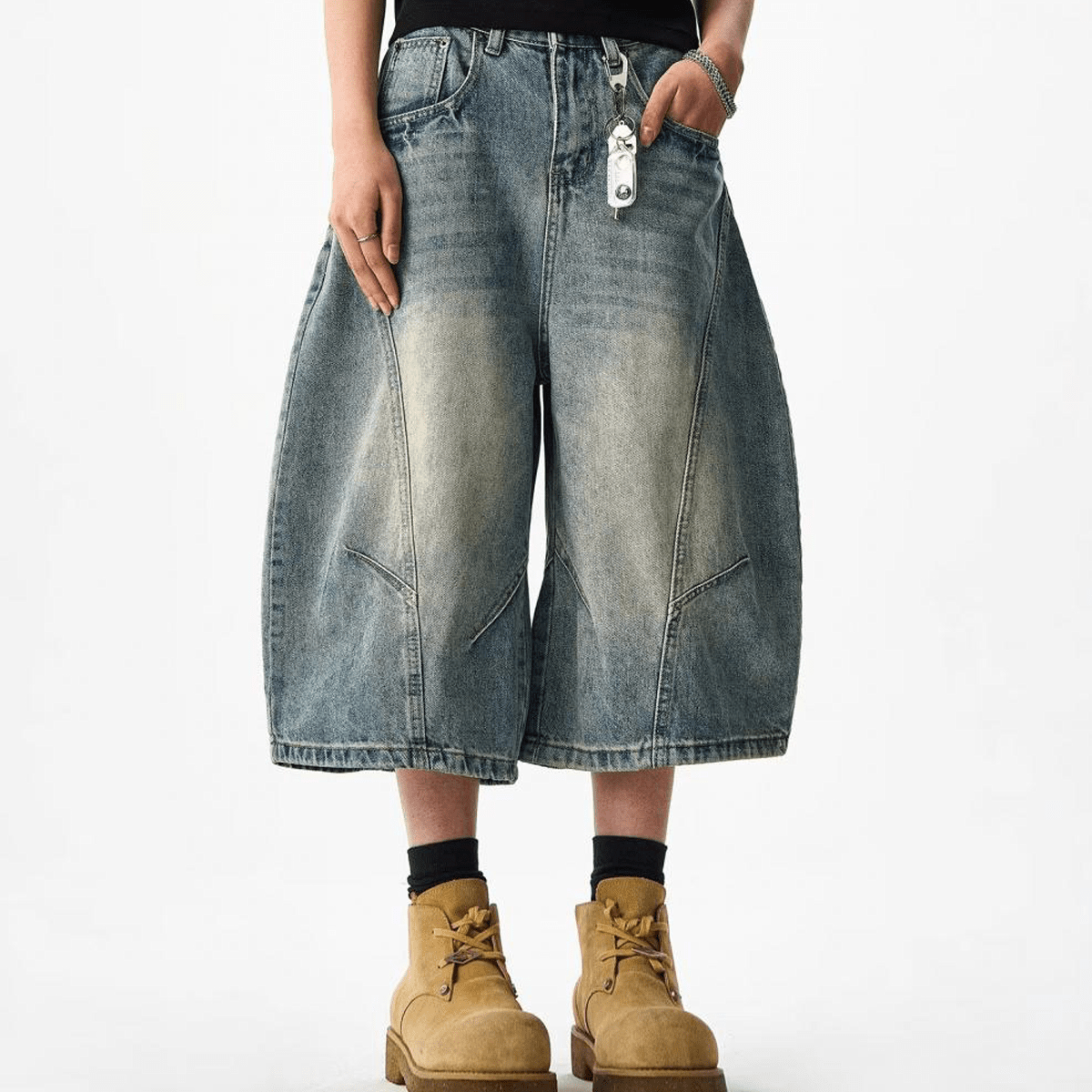 Curved Blade Denim Jorts