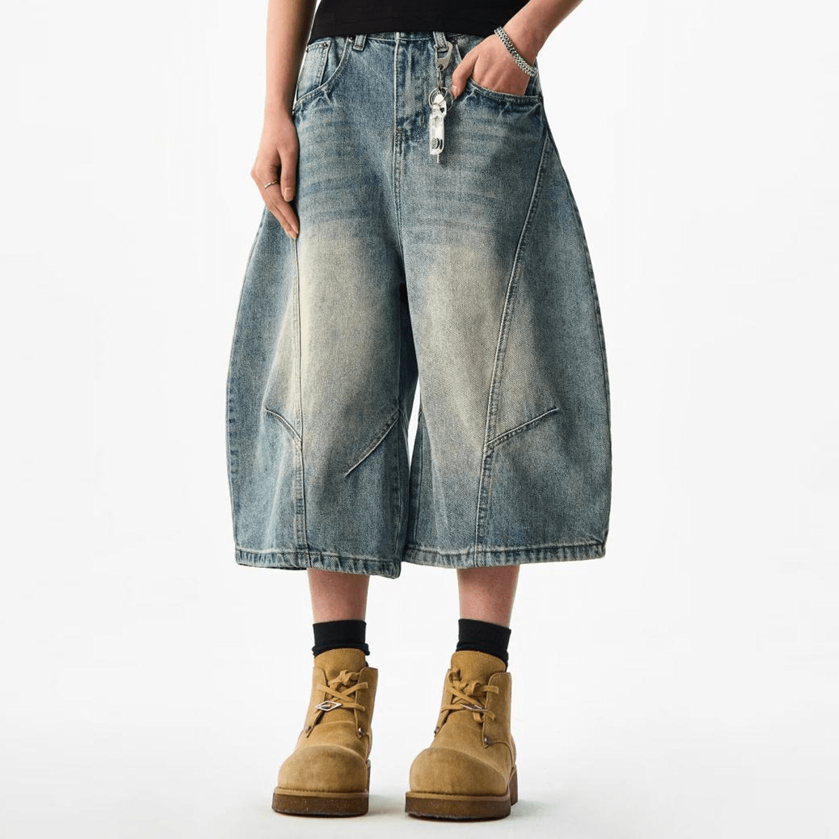 Curved Blade Denim Jorts
